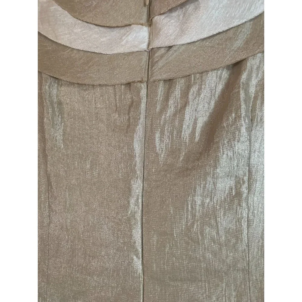 London Style Collection Women's Dress‎ Tiered Ruffle V Neck Cocktail Gold 6
